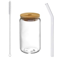 Magideal - Cepillo De Limpieza Transparente Para Taza De Té Con Burbujas, Café Helado, Vasos Reutilizables Con Tapa, Pajita De Vidrio, Taza Para Café, Batidos Y Agua. 500Ml