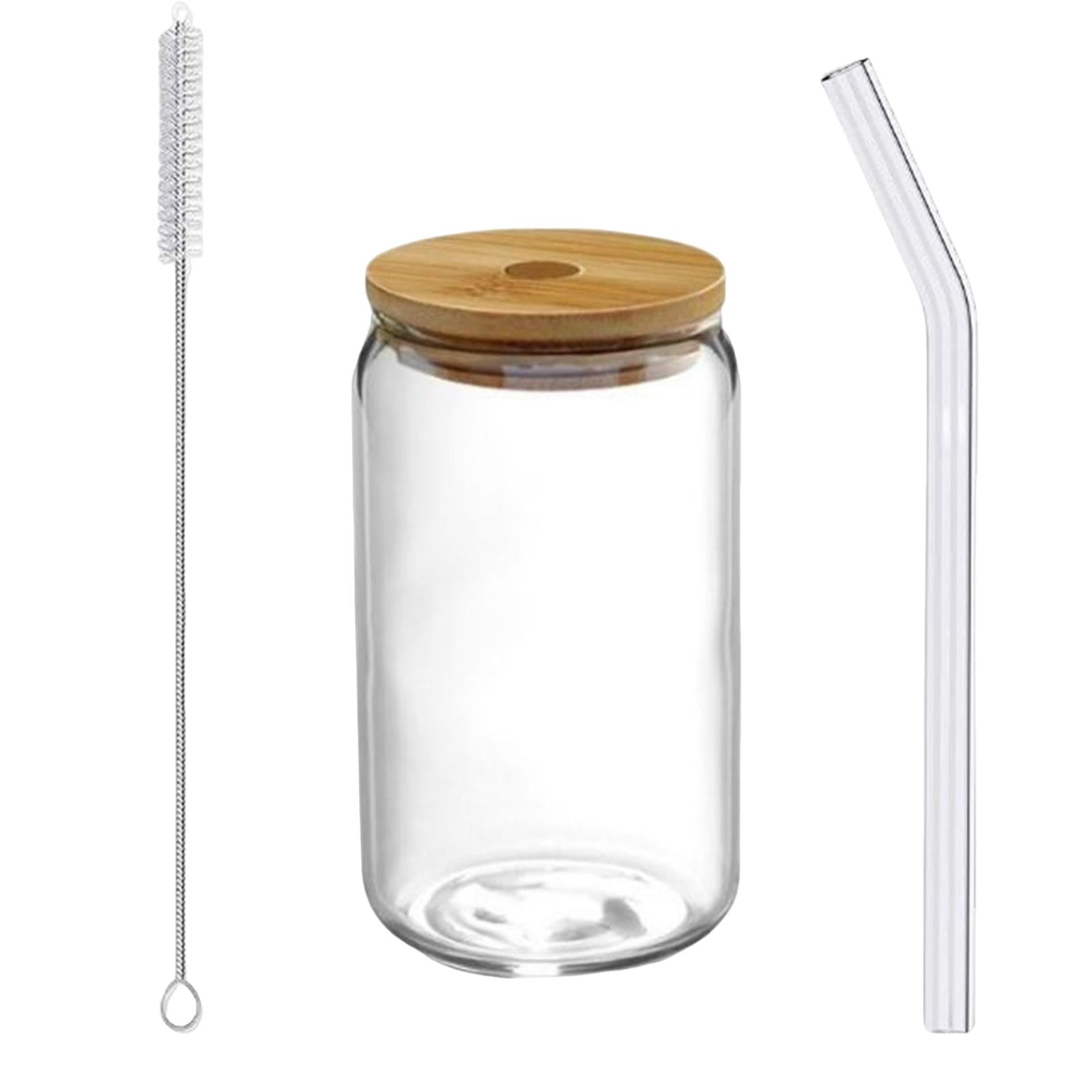 Magideal - Cepillo De Limpieza Transparente Para Taza De Té Con Burbujas, Café Helado, Vasos Reutilizables Con Tapa, Pajita De Vidrio, Taza Para Café, Batidos Y Agua. 500ml