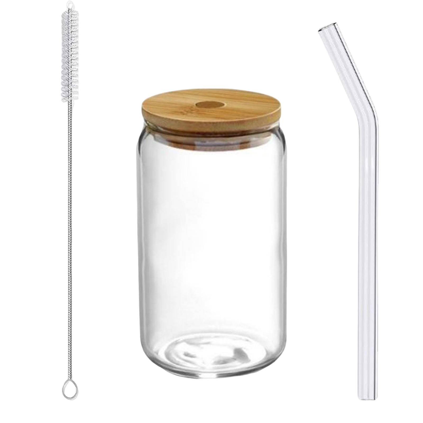 Magideal - Cepillo De Limpieza Transparente Para Taza De Té Con Burbujas, Café Helado, Vasos Reutilizables Con Tapa, Pajita De Vidrio, Taza Para Café, Batidos Y Agua. 500Ml