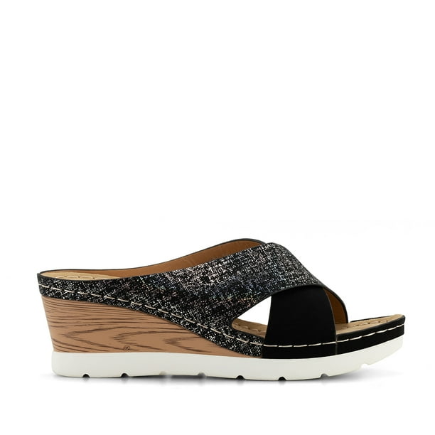 Sandalia Plataforma Negro Casual Qiu309 Mujer