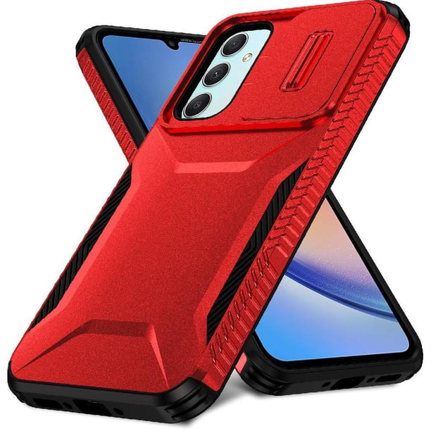 Funda Resistente para Samsung Galaxy A34 5G con Tapa Deslizante y Protección Militar Rojo