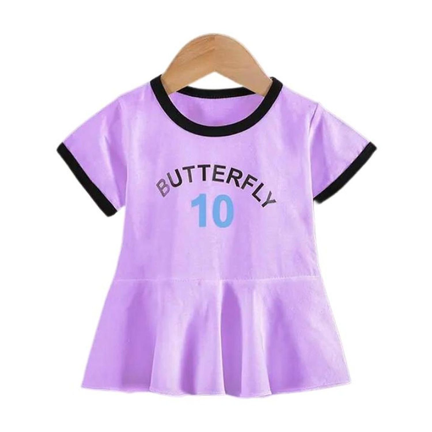 Kivara - Vestido Niña Algodon Verano Manga Corta Butterfly Morado Multicolor 1