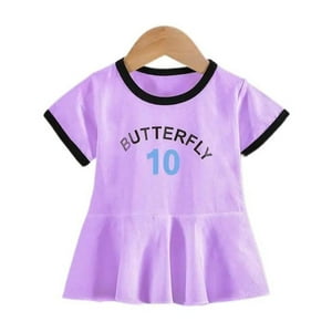 Kivara - Vestido Niña Algodon Verano Manga Corta Butterfly Morado Multicolor 1