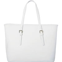 Cartera Tote Sharo Clásica Italiana Cuero Blanco