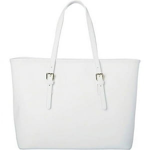Cartera Tote Sharo Clásica Italiana Cuero Blanco