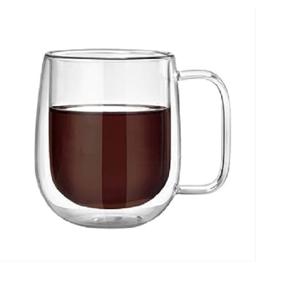 TAZA DE TRANSPARENTEDE VIDRIO DOBLE PARED 350 ML