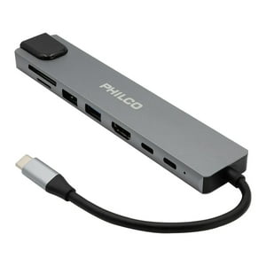 Philco - Adaptador Hub Usb C 3.0 8 En 1 Gris Sb88201