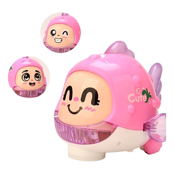 Juguete De Pez De Dibujos Animados Rosa Con Luz Eléctrica Para Niño