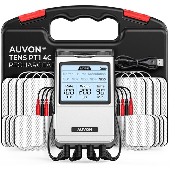 Estimulador muscular AUVON Recargable de 4 canales TENS Unit