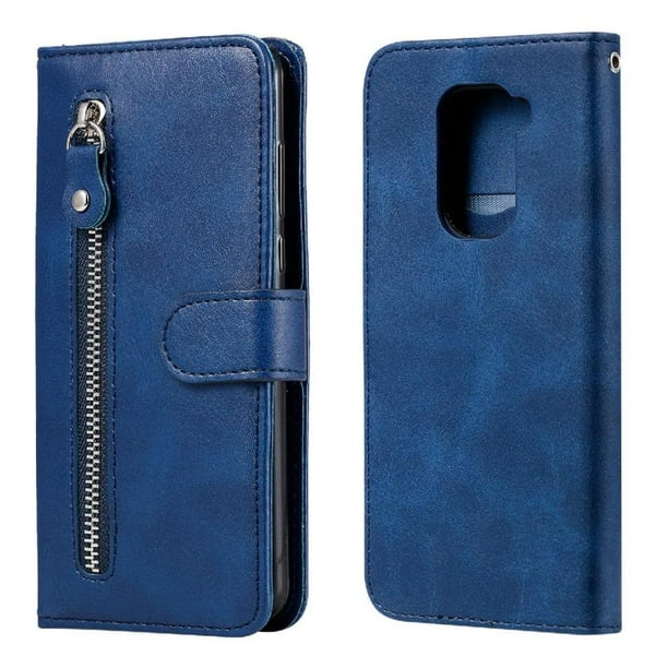 Funda con Cremallera para Xiaomi Redmi Note 9, Carcasa Cartera de Cuero PU con Soporte y Tarjetero
