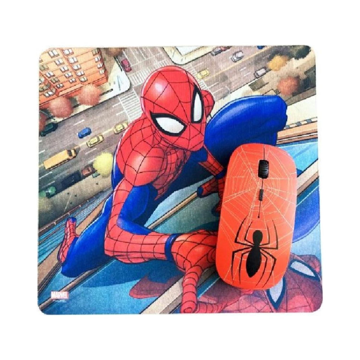 Disney - Kit Mouse Inalambrico Usb 3b Rojo Y Mousepad Spider Man