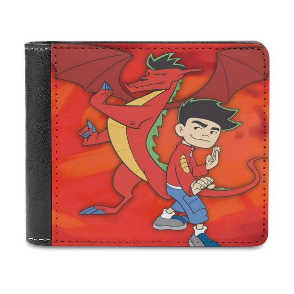 Jake Long: El Dragón Occidental Cartera de Cuero PU para Hombres, Tarjetero Bifold Delgado, Cartera Minimalista de Cuero Sintético Suave
