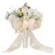 thumbnail image 3 of Flores De Peonía Artificiales Blancas Ramos De Boda Toss Bouquet Ribbon Tassel, 3 of 3