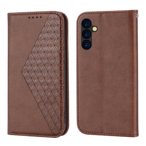 Funda Flip FOXDOCK para Samsung Galaxy A14 5G , Estilo Billetera con Diseño Rombo, Correa de Mano y Soporte, Uso Diario