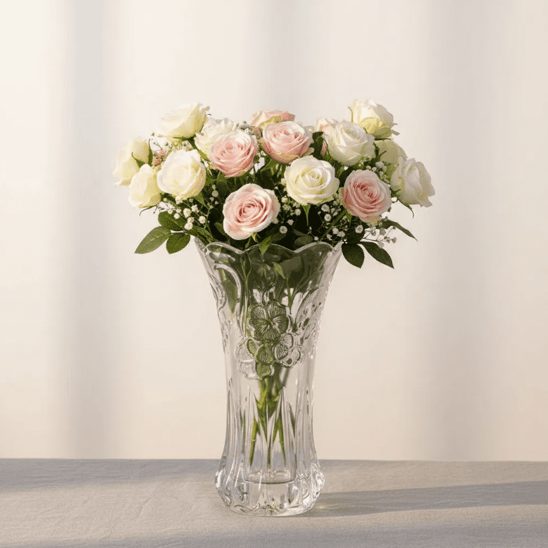 Genérico - Florero De Vidrio Cristal Tallado Decorativo 30 Cm