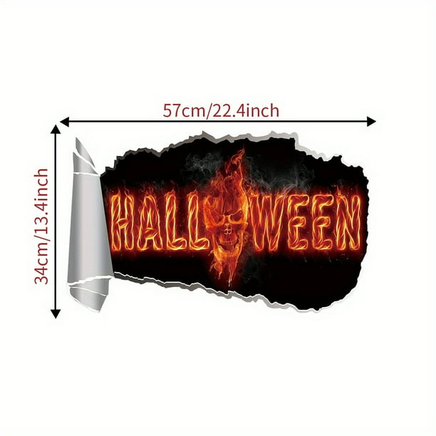 Creative 3D Halloween Stickers, Broken Window Halloween Wall Stickers, Halloween Pumpkin Lights Horror Stickers, For Halloween Festival