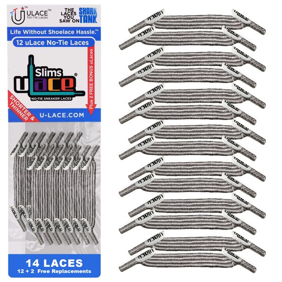 Cordón elástico U‑Lace Slims sin atar – Plateado metálico