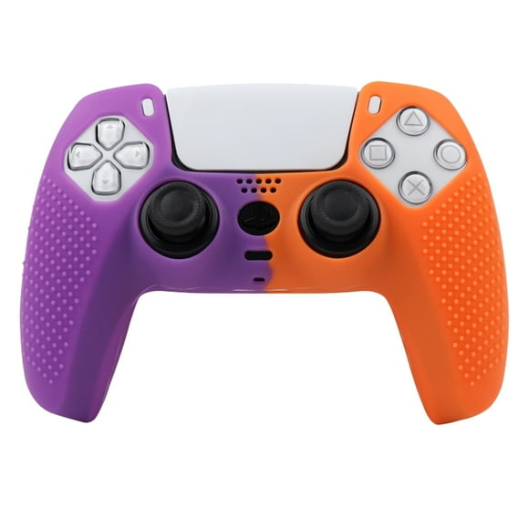 Funda protectora de silicona antideslizante para joystick compatible con el mando de PlayStation 5 - Funda de agarre duradera para Gamepad Accesorios-Violeta Naranja