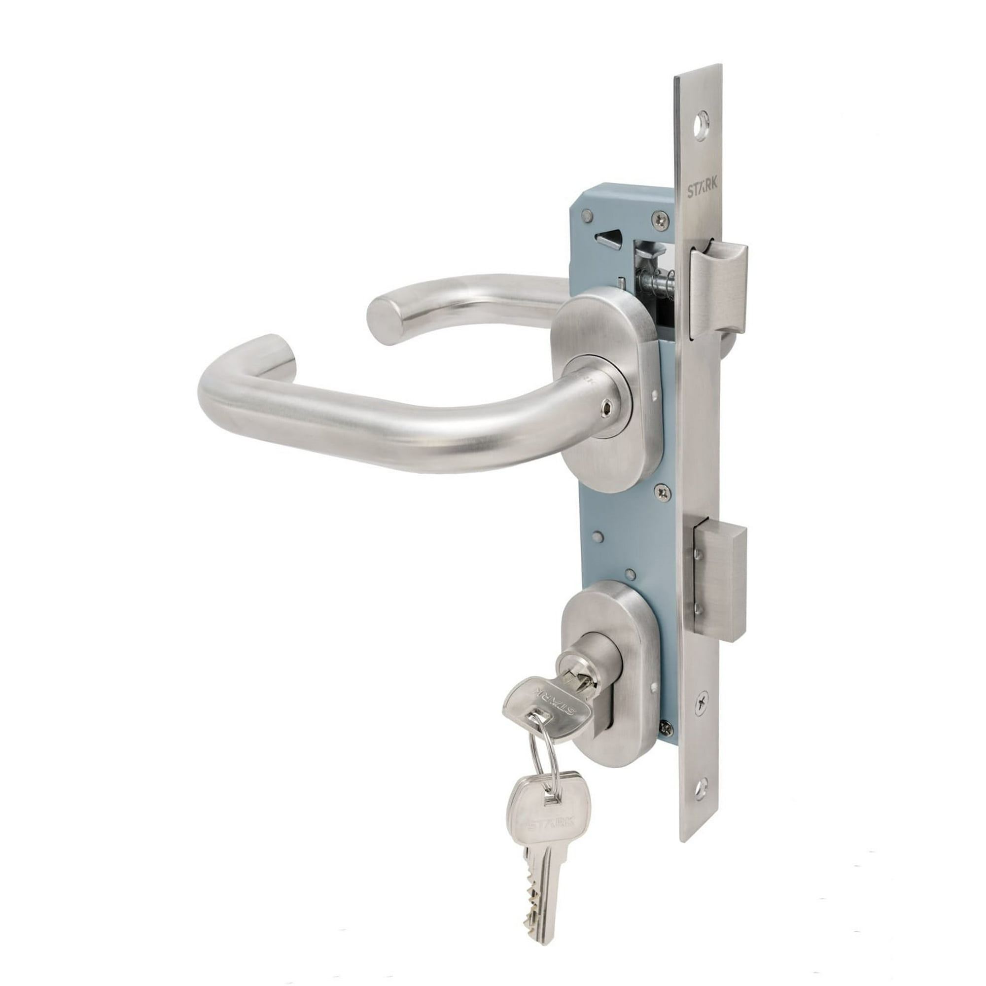 Stark Design - Cerradura De Embutir Para Puerta De Aluminio O Perfil Metálico, Acceso Principal U Oficina. Cilindro Ambos Lados. Manillas Ambos Lados Modelo: Tina. Sku: Sde280-ai.kit.tina