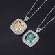 thumbnail image 3 of Collar Colgante Amarillo / Verde para Mujer Hielo Triturado Cuadrado Corte Radiante CZ Diamante Simulado Collar de Plata Esterlina 925 Collares Colgante, 3 of 5