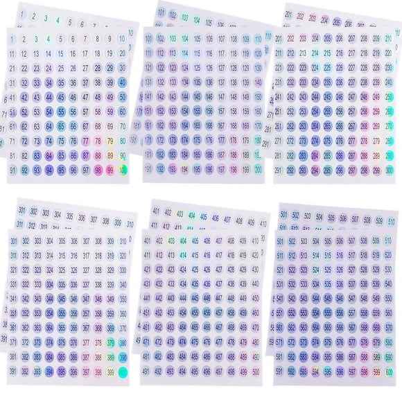 Pegatinas de Números URGINO 1-600 - 2 Juegos Holográficos