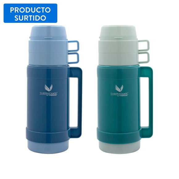 Termo vidrio belly 1L acero inoxidable, color surtido