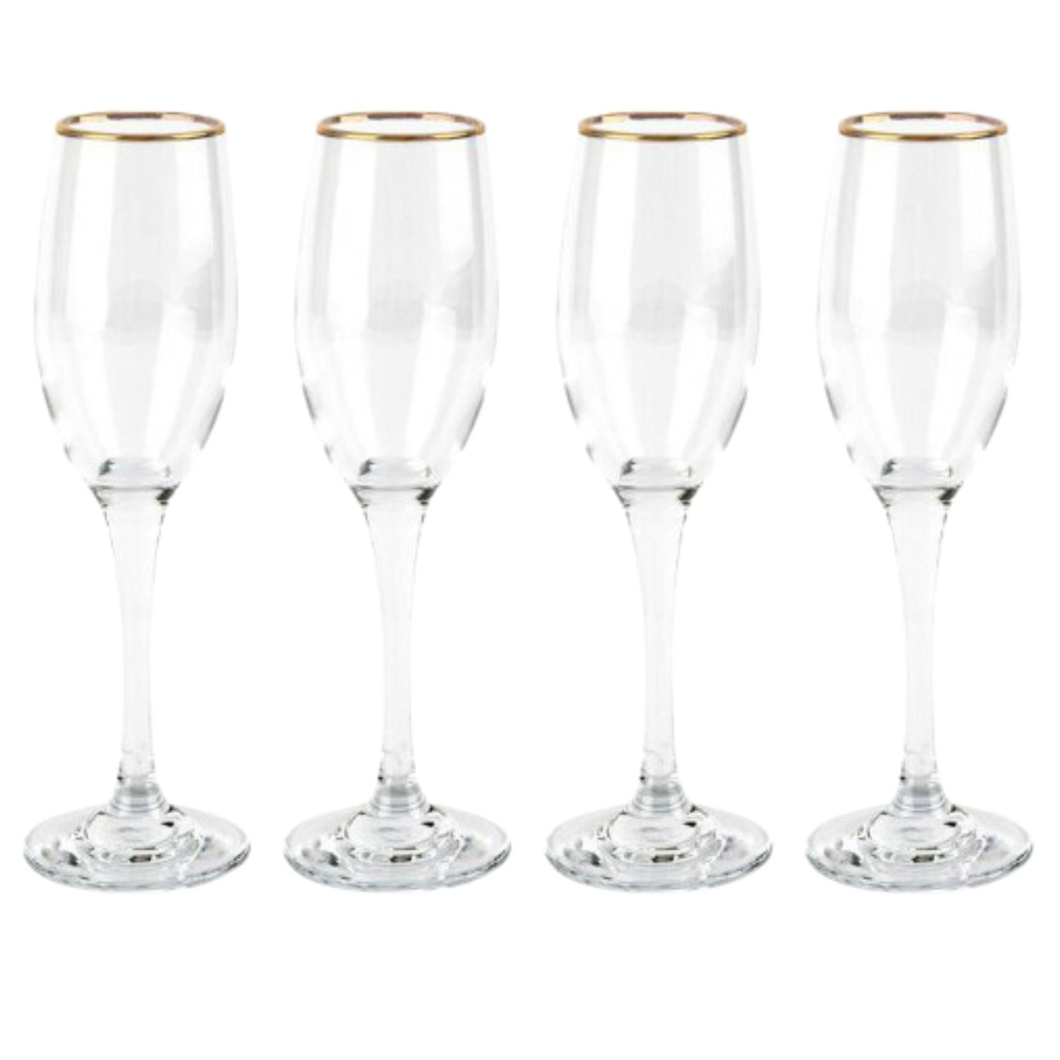 Set 4 Copas Flute De 180ml Borde Dorado Cocteleria Allegra