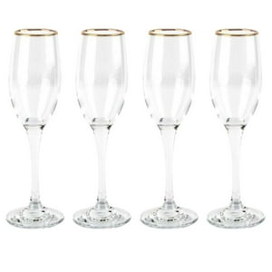 Set 4 Copas Flute De 180Ml Borde Dorado Cocteleria Allegra