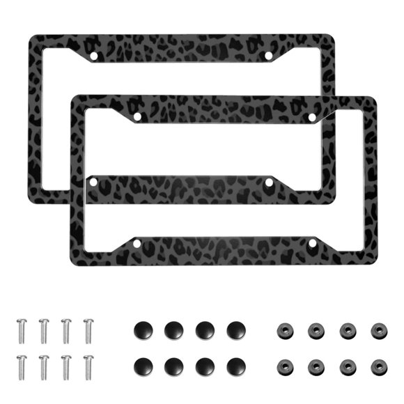Marco para placa de matrícula Qilerongrong 31 × 16 cm estampado leopardo – Pack de 2