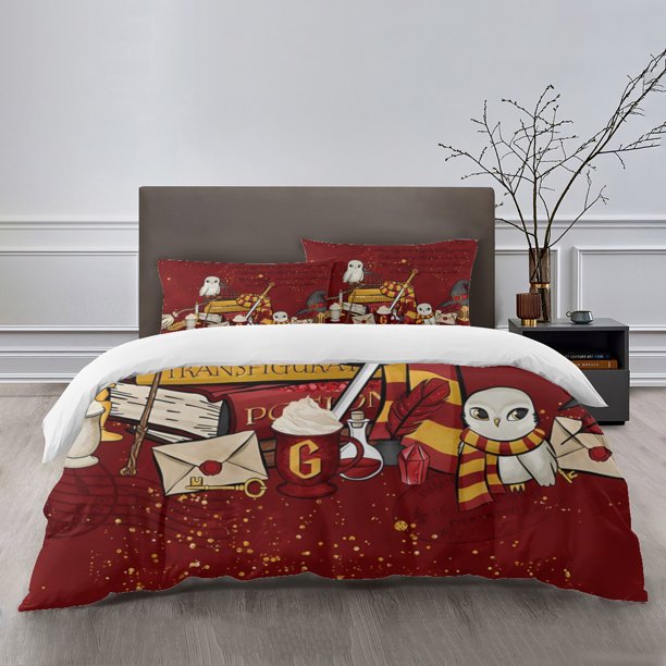 Harry Potter Bedding Sets Bed Cartoon Duvet Cover Lightweight 3 Piece Bet Sets for Kids Boys Girls