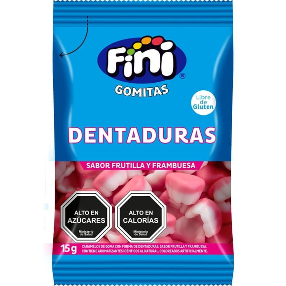Gomitas Dentadura Sabor Frutilla y Frambuesa, 15 g