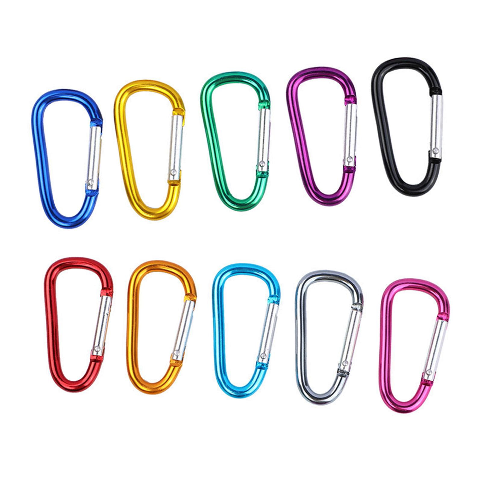 Magideal - 10 Uds Mosquetón De Aluminio Clip En Forma De D Resorte Cargado Pequeño Llavero Mosquetón Conjunto Con Rizador Al Aire Libre Camping Cierre Mosquetón