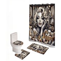 Genérico - Set De 4 Piezas Para Baño Con Estampado 8