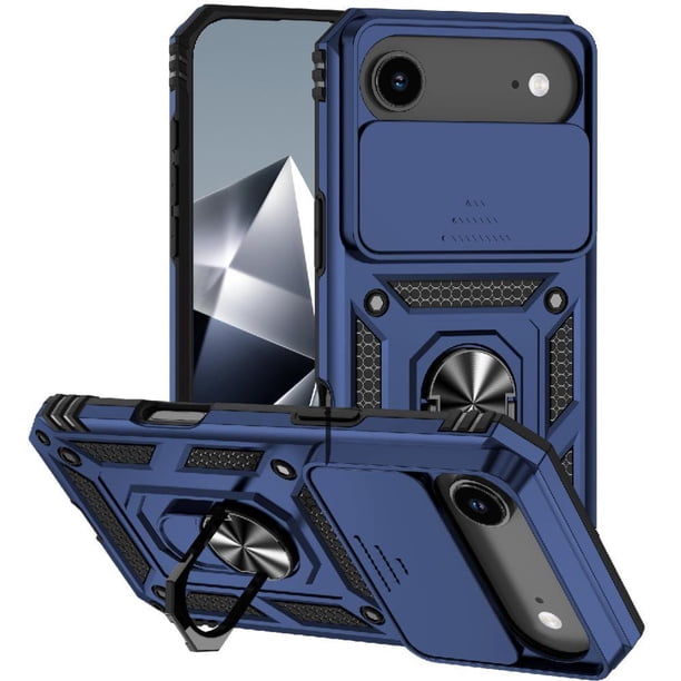 Funda Resistente Anillo Soporte iPhone 17 Air Privacidad Cámara Montaje Magnético Azul