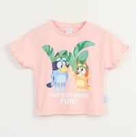 Polera Manga Corta Niña Damasco Palmeras Bluey