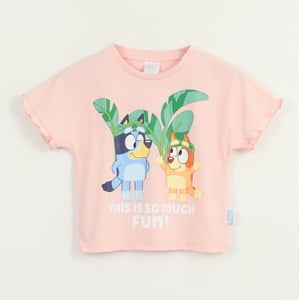 Polera Manga Corta Niña Damasco Palmeras Bluey