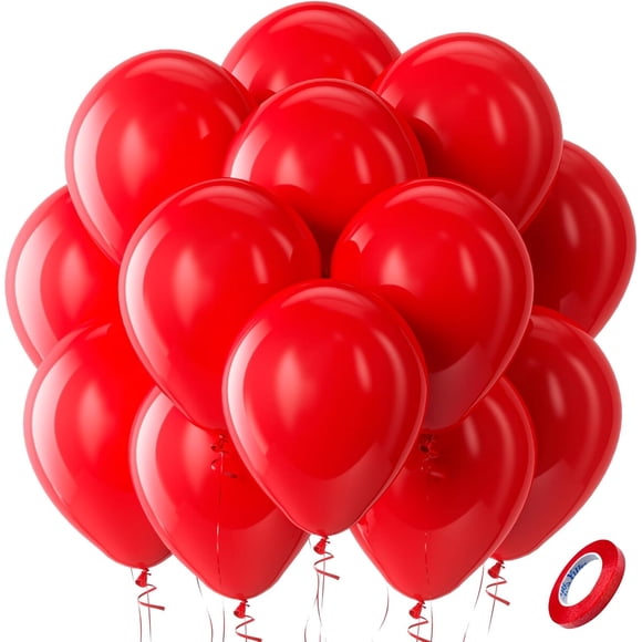 Globos de Látex Bezente de 12 Pulgadas Rojos, 100 Unidades