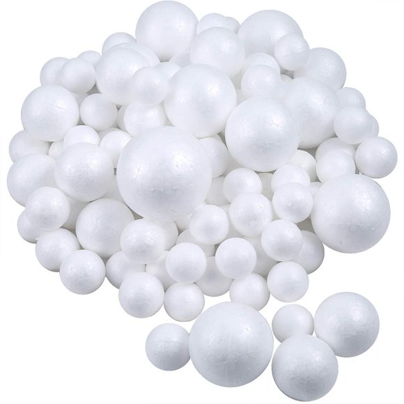 Bolas de Espuma Pllieay 100 Blancas - 5 Tamaños para Decoración de Arte DIY