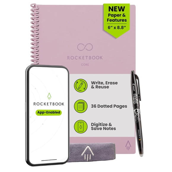 Cuaderno Rocketbook New Core, espiral reutilizable, A4, rosa
