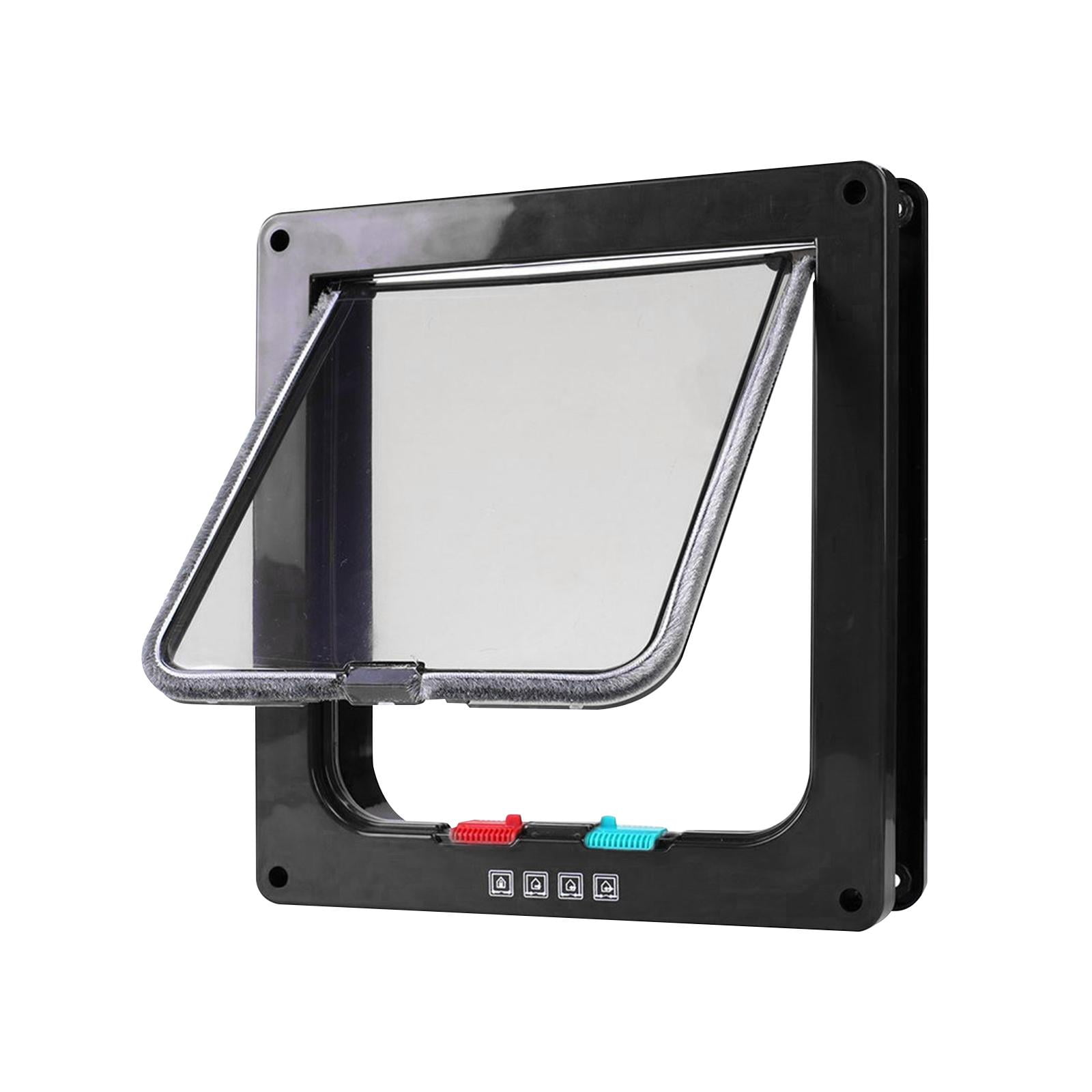 Magideal - Puerta Duradera Para Mascotas, Puerta Para Perros, Suministros Para Mascotas Con Cerradura De Seguridad De 4 Vías, Puerta Con Solapa Para Perros Y , Negro