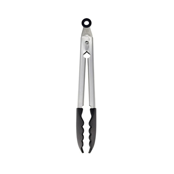 Pinzas KitchenAid de acero inoxidable con punta de silicona, 23 cm, color negro
