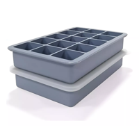 Genérico - 2 Cubetas Silicona Cubetera Silicona Cubetas Hielo C/Tapa 15 Negro