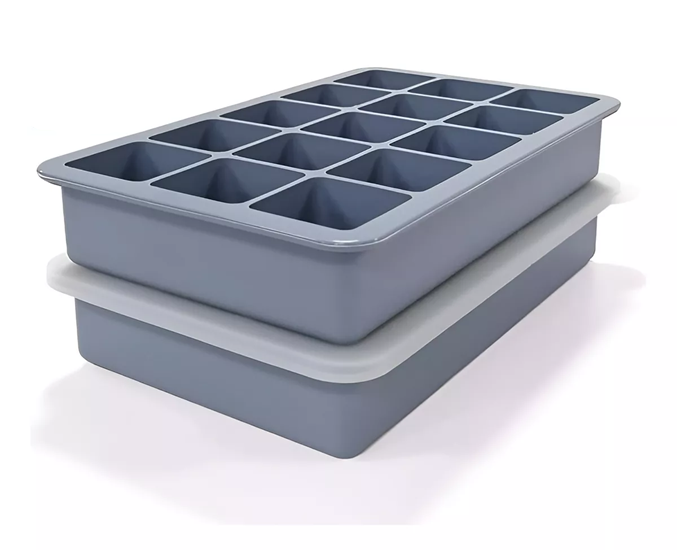 Genérico - 2 Cubetas Silicona Cubetera Silicona Cubetas Hielo C/Tapa 15 Negro