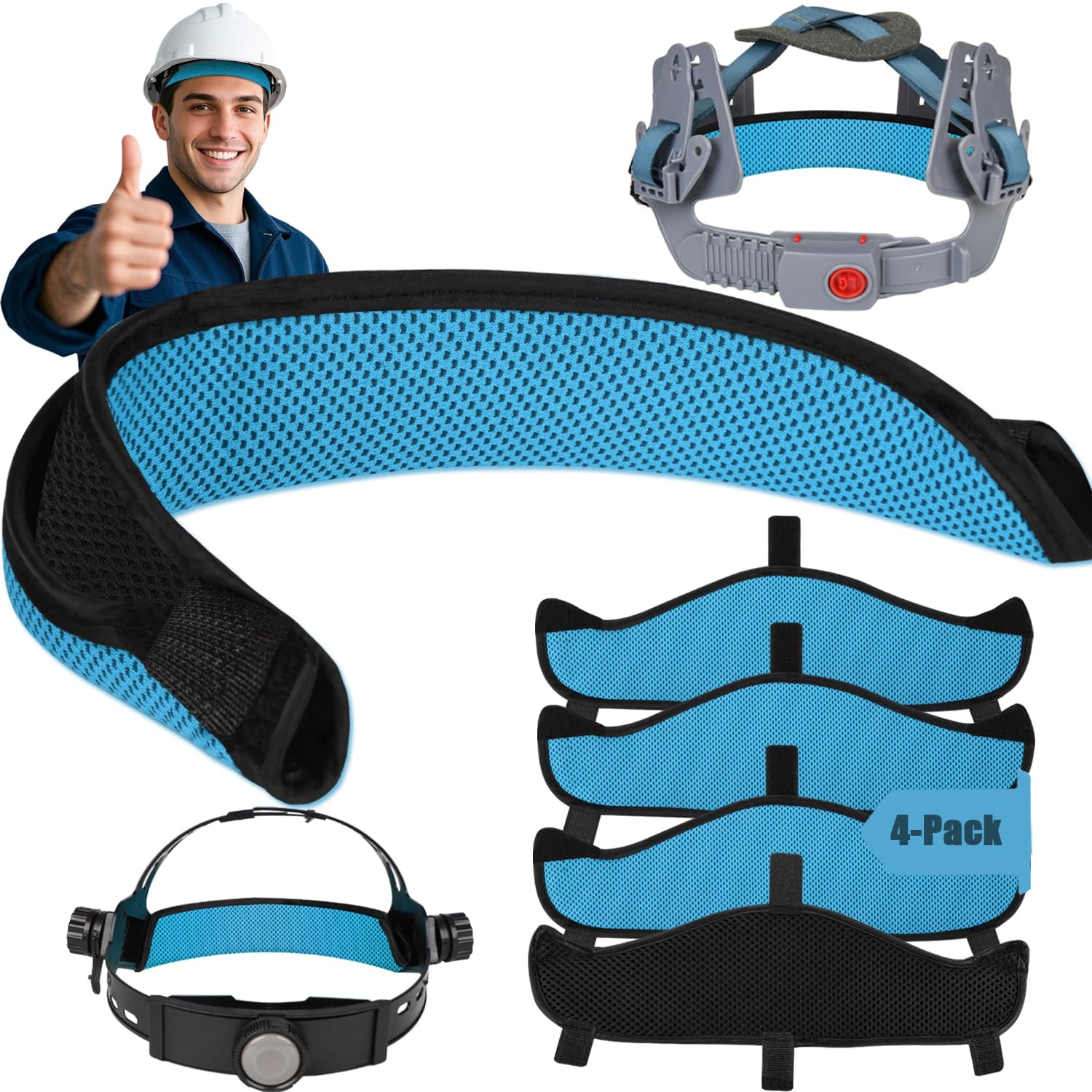 Ibicboc Paquete De 4 Protectores De Sudor Para Casco De Seguridad De Algodón Transpirable