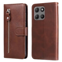 Gangxun - Funda Con Cremallera Para Motorola Moto G15 Power, Carcasa Cartera De Cuero Pu Con Soporte Y Tarjetero