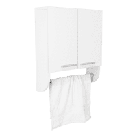 Fmfurniture - Botiquín De Baño Blanco 2 Puertas Con Colgador De Toallas