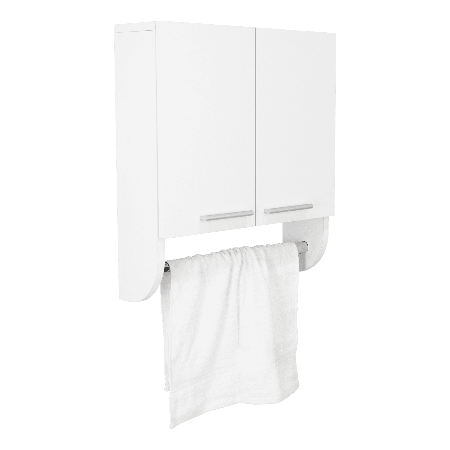 Fmfurniture - Botiquín De Baño Blanco 2 Puertas Con Colgador De Toallas
