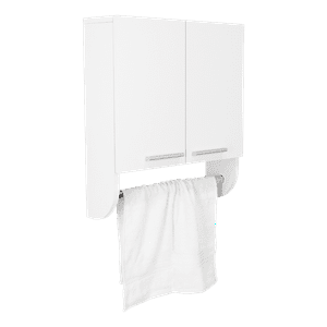 Fmfurniture - Botiquín De Baño Blanco 2 Puertas Con Colgador De Toallas