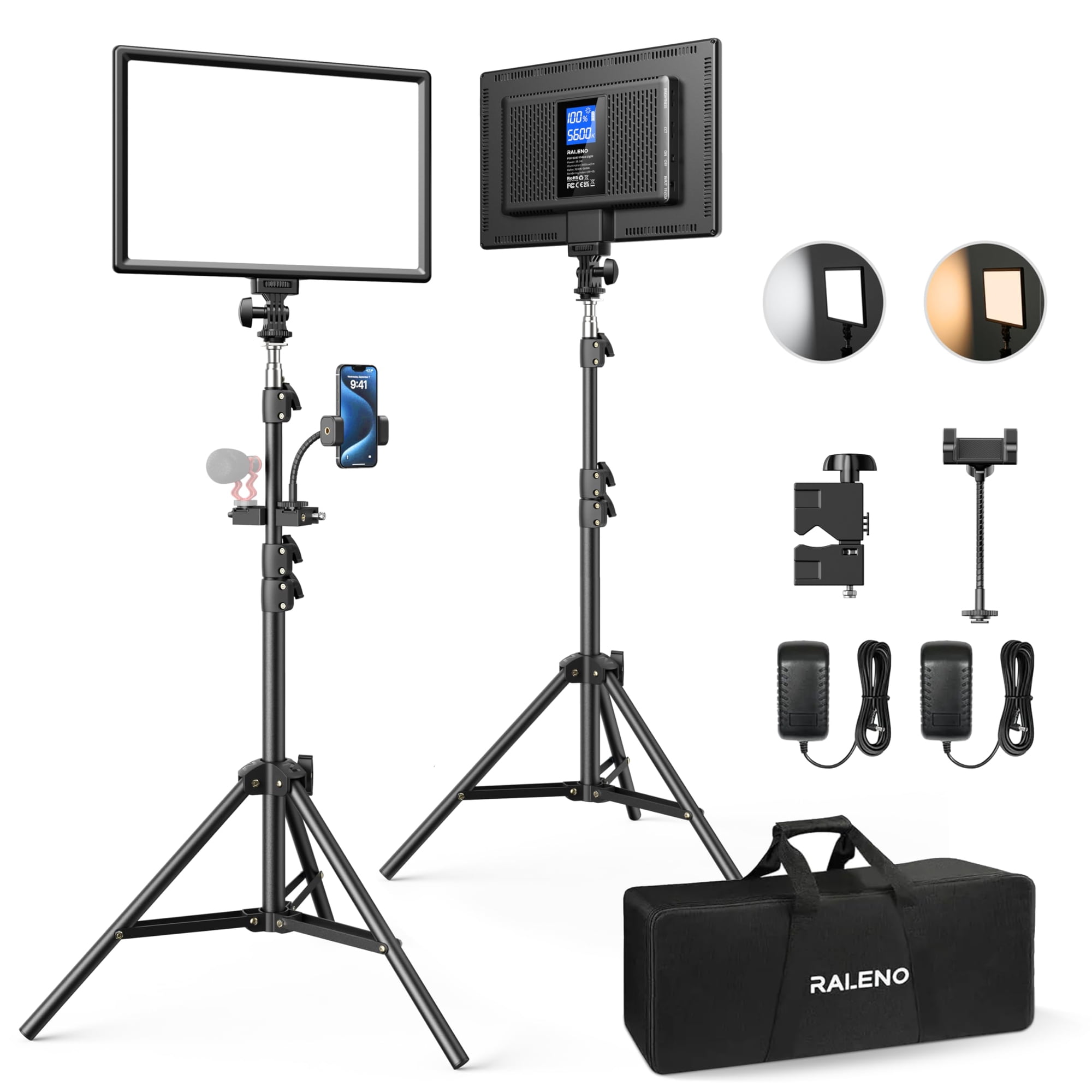 Kit De Iluminación Fotográfica Raleno Vl-s192k Con 2 Luces Y Soporte
