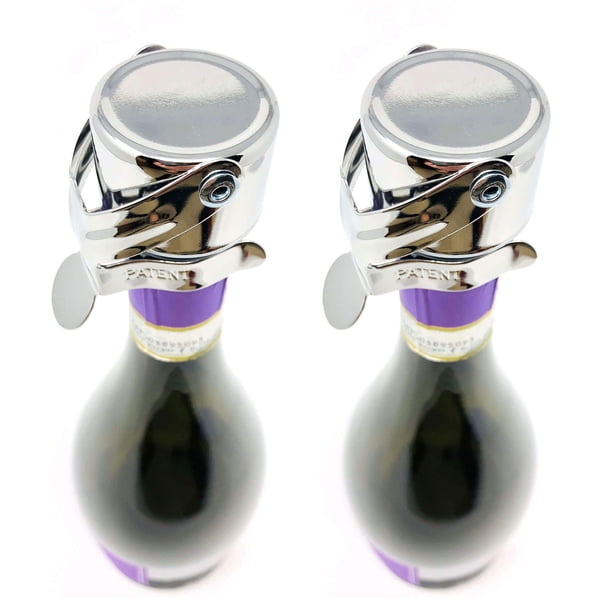 Tapón para botellas de champán KLOVEO WAF Professional, paquete de 2 unidades, cromado